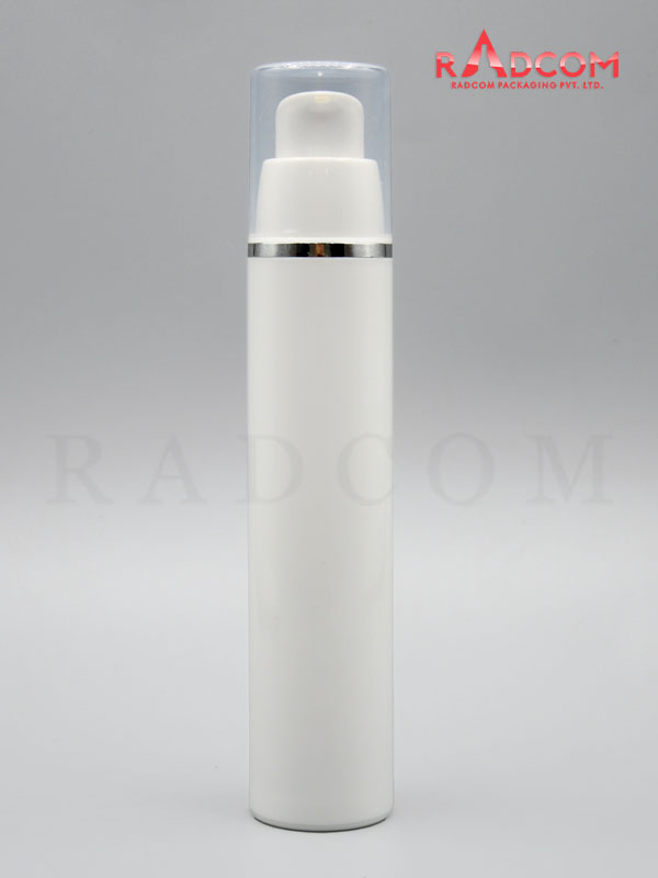50ML White PP Airless Bottles With Clear PP Over Cap